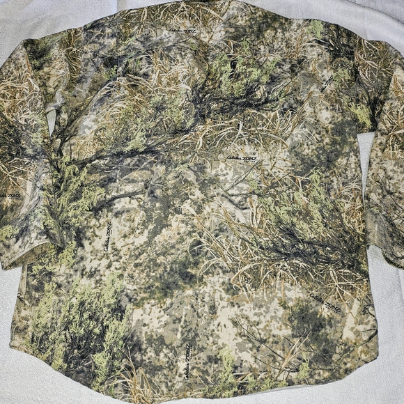 Cabelas Zonz Woodlands Button Down Shirt LS Camo Regular Fit Flap Pockets Mens M - Picture 7 of 12